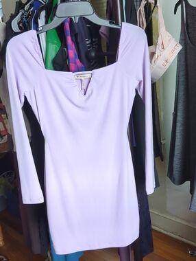 BCBGMaxAzria Light Lilac Long-Sleeve Square Neck Dress